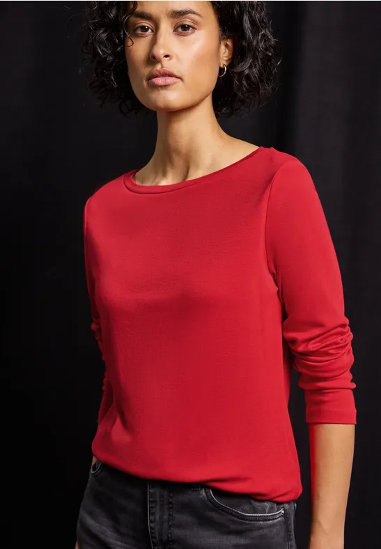 Thumbnail - Street One Frauen Basic Langarmshirt in Rot, Gr: 40