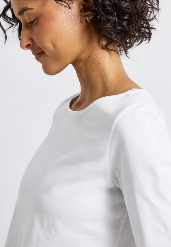 Thumbnail - Street One Frauen Basic Langarmshirt in Weiß, Gr: 40