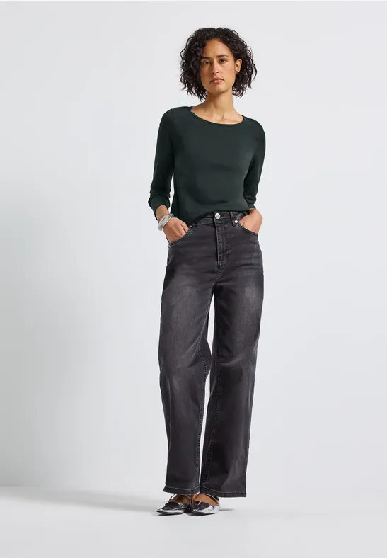 Thumbnail - Street One Frauen Basic Langarmshirt in Grün, Gr: 40