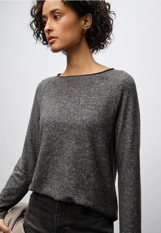 Thumbnail - Street One Frauen Softes Melange Shirt in Grau, Gr: 36