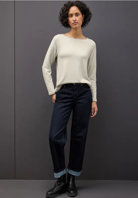 Thumbnail - Street One Frauen Softes Melange Shirt in Beige, Gr: 46