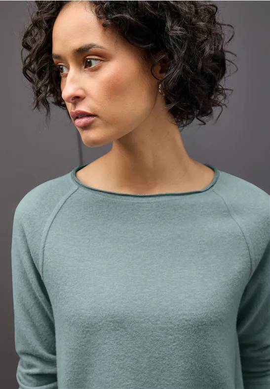 Street One Frauen Softes Melange Shirt in Blau, Gr: 36