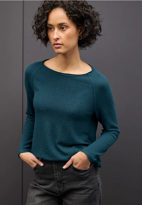 Thumbnail - Street One Frauen Softes Melange Shirt in Türkis, Gr: 38