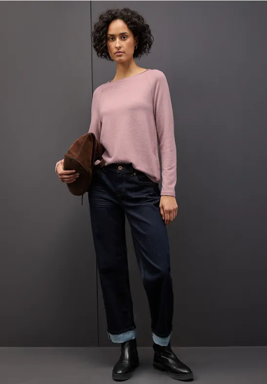 Street One Frauen Softes Melange Shirt in Rosa, Gr: 46