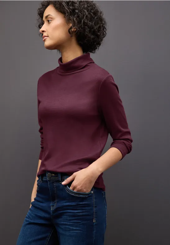 Thumbnail - Street One Frauen Basic Rollkragen-Shirt in Rot, Gr: 42