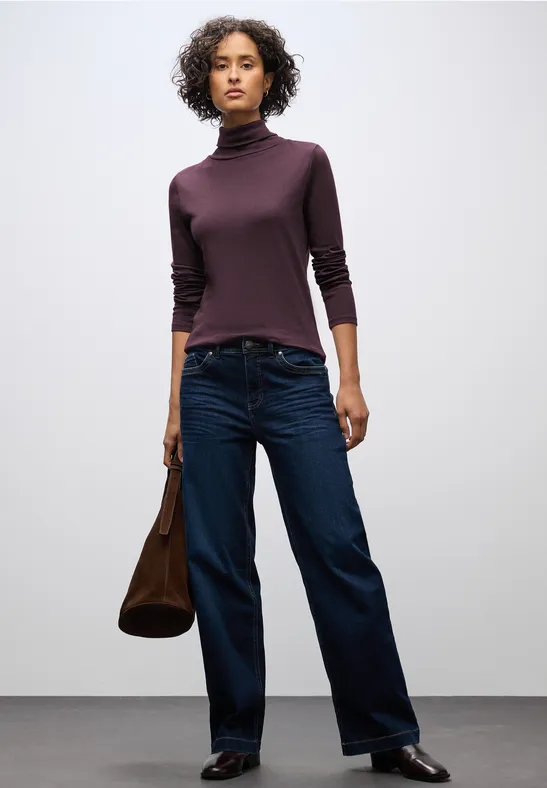 Thumbnail - Street One Frauen Basic Rollkragenshirt in Rot, Gr: 42