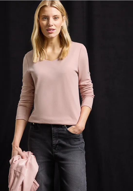 Thumbnail - Street One Frauen Shirt mit Carrée Ausschnitt in Rosa, Gr: 40