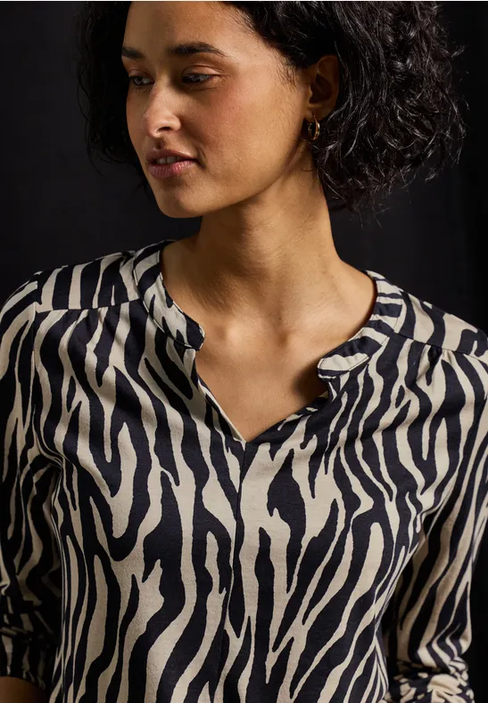 Thumbnail - Street One Frauen Print-Shirt im Tunika-Look in Schwarz, Gr: 38