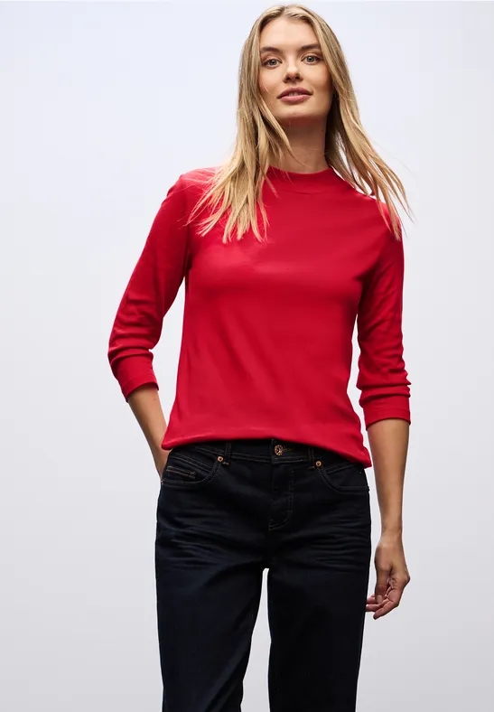 Thumbnail - Street One Frauen Basic Turtleneck Shirt in Rot, Gr: 42