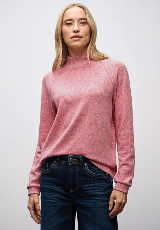 Thumbnail - Street One Frauen Kuscheliges Melange Shirt in Rot, Gr: 34