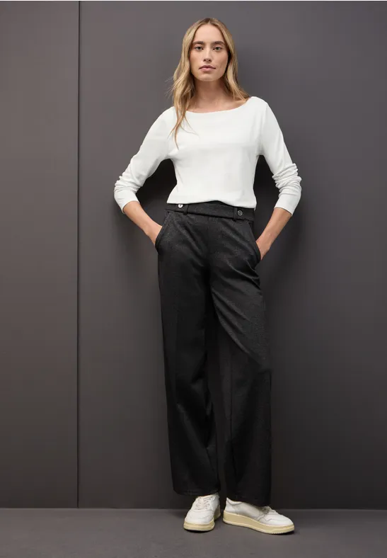 Thumbnail - Street One Frauen Basic Langarmshirt in Weiß, Gr: 42