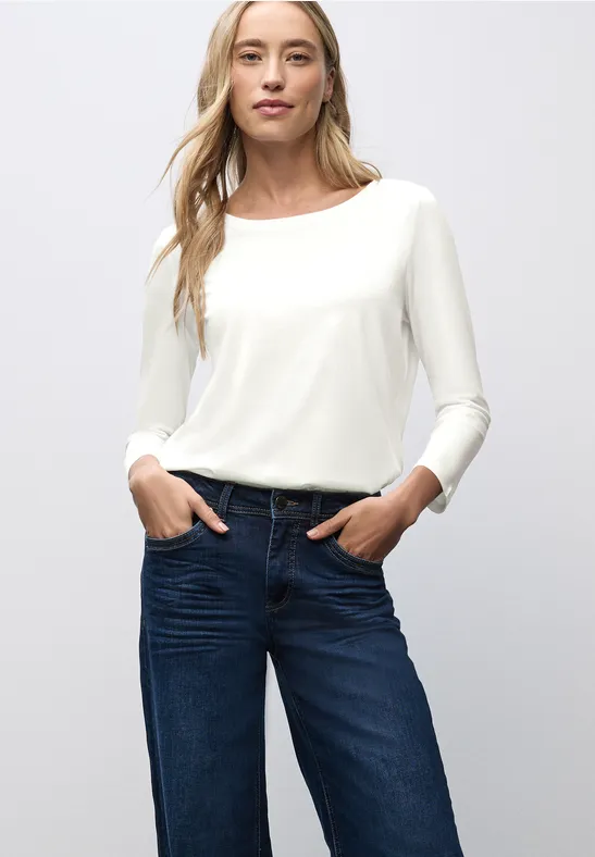 Thumbnail - Street One Frauen Longstyle Shirt in Weiß, Gr: 34