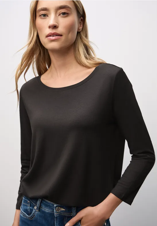 Street One Frauen Longstyle Shirt in Braun, Gr: 34