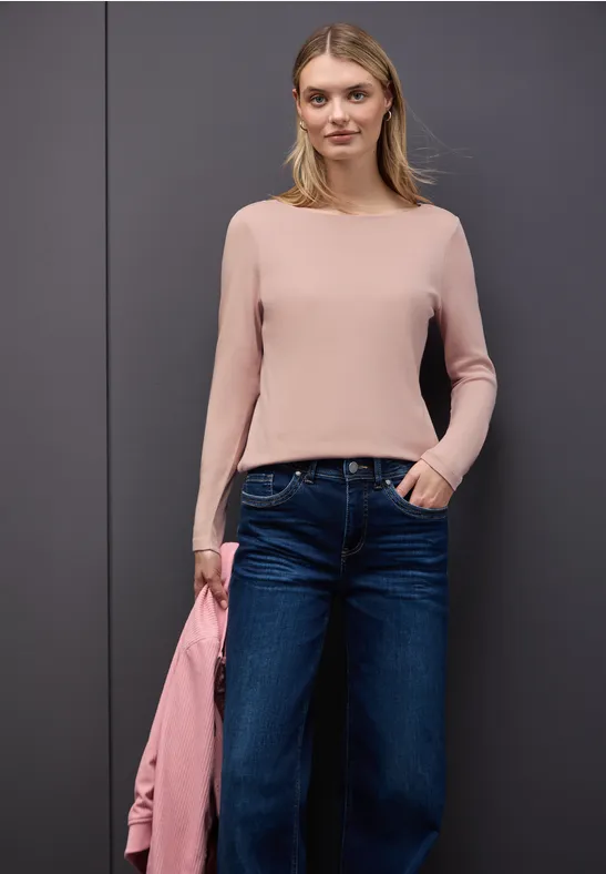 Thumbnail - Street One Frauen Basic Langarmshirt in Rosa, Gr: 40