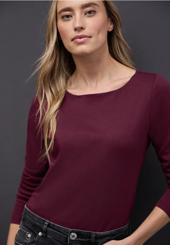 Thumbnail - Street One Frauen Basic Langarmshirt in Rot, Gr: 34