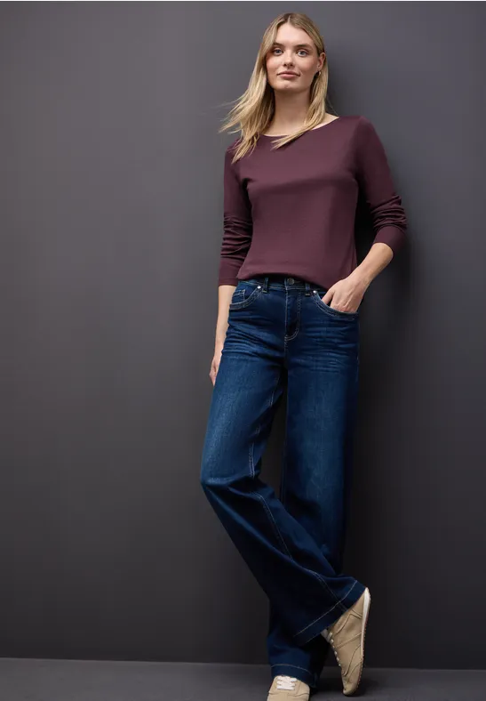 Thumbnail - Street One Frauen Basic Langarmshirt in Rot, Gr: 40