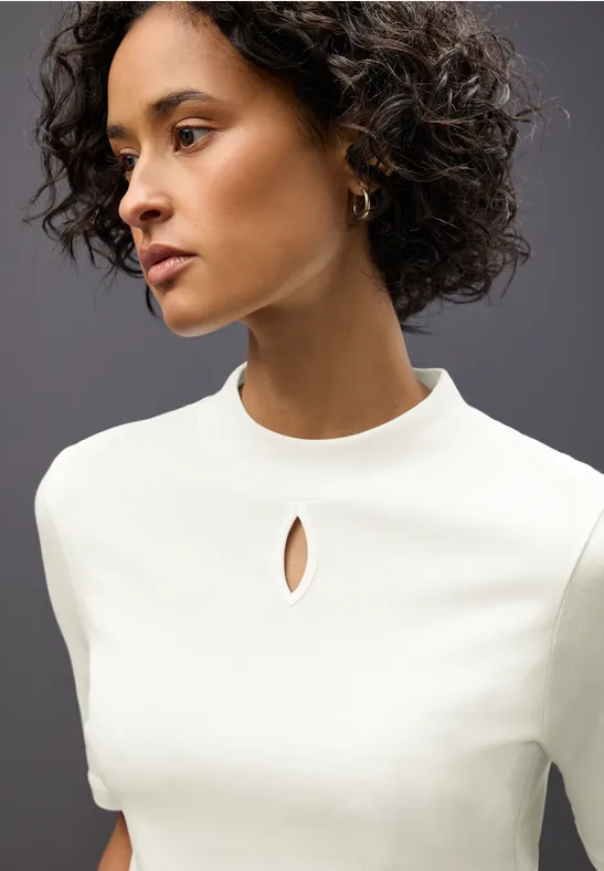 Thumbnail - Street One Frauen Shirt mit Cut-Out Detail in Weiß, Gr: 44