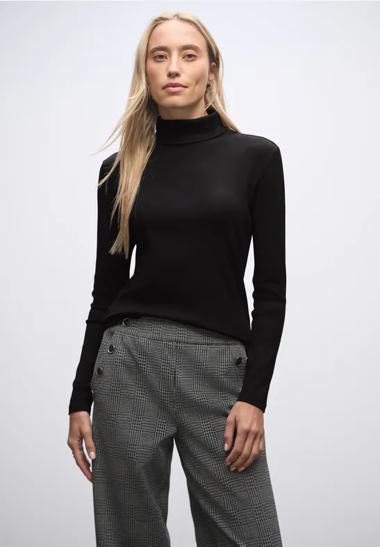 Thumbnail - Street One Frauen Basic Rollkragenshirt in Schwarz, Gr: 36