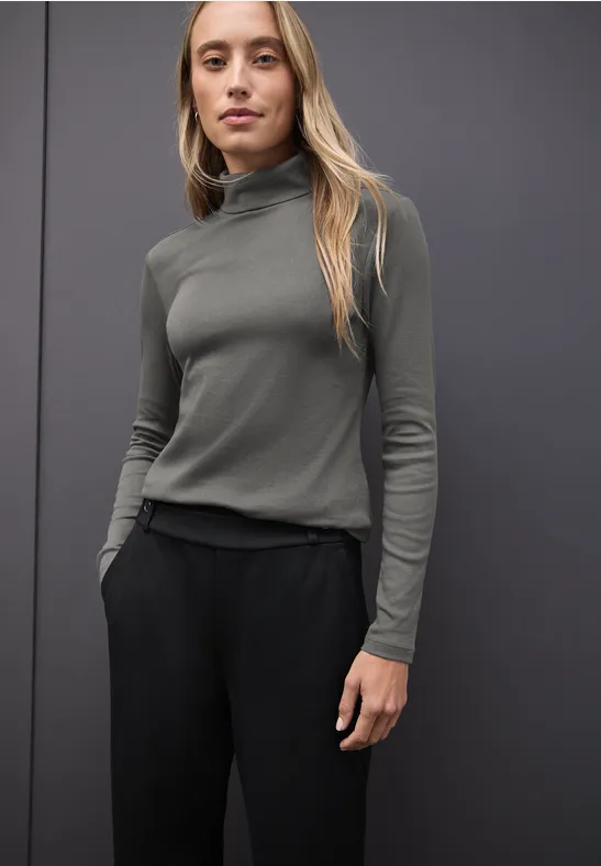 Thumbnail - Street One Frauen Basic Rollkragenshirt in Grau, Gr: 46