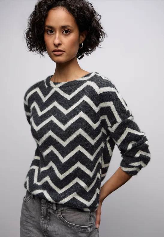 Thumbnail - Street One Frauen Flauschiges Shirt in Schwarz, Gr: 34