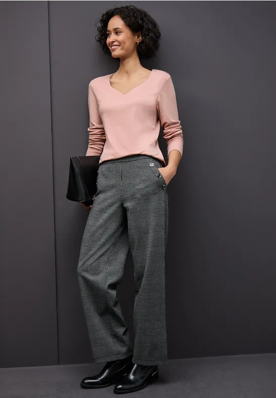 Street One Frauen Shirt mit Herzausschnitt in Rosa, Gr: 44