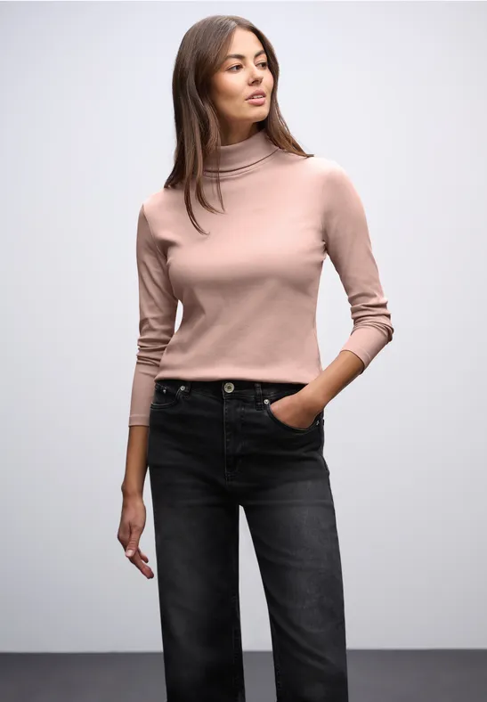 Thumbnail - Street One Frauen Basic Rollkragenshirt in Rosa, Gr: 42
