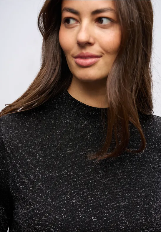 Thumbnail - Street One Frauen Glitzerndes Shirt in Schwarz, Gr: 38