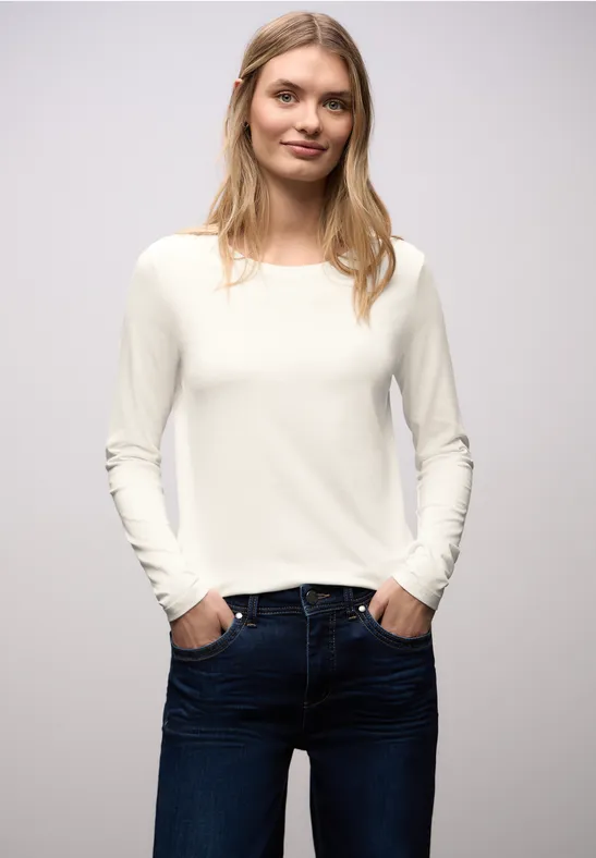 Thumbnail - Street One Frauen Basic Rundhalsshirt in Weiß, Gr: 44