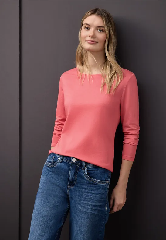 Thumbnail - Street One Frauen Basic Rundhalsshirt in Pink, Gr: 44