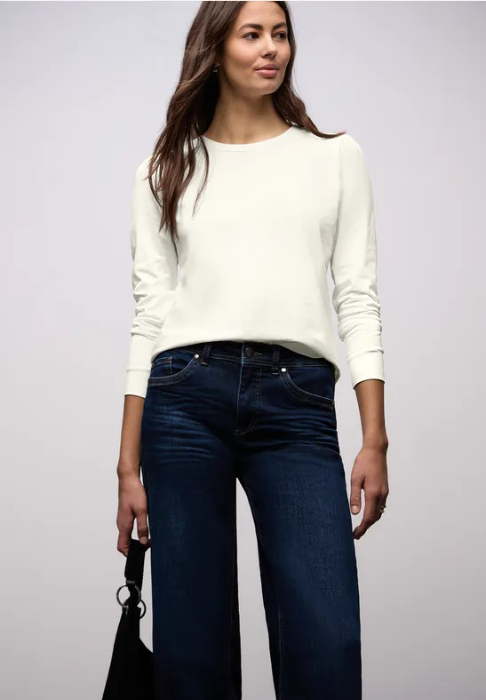 Street One Frauen Shirt mit Raffung in Weiß, Gr: 44