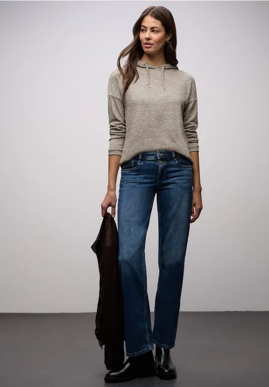 Thumbnail - Street One Frauen Melange Hoodie Shirt in Braun, Gr: 38