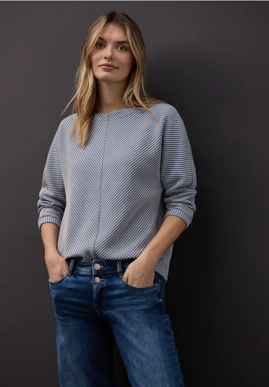 Thumbnail - Street One Frauen Two-Tone Strukturshirt in Blau, Gr: 46