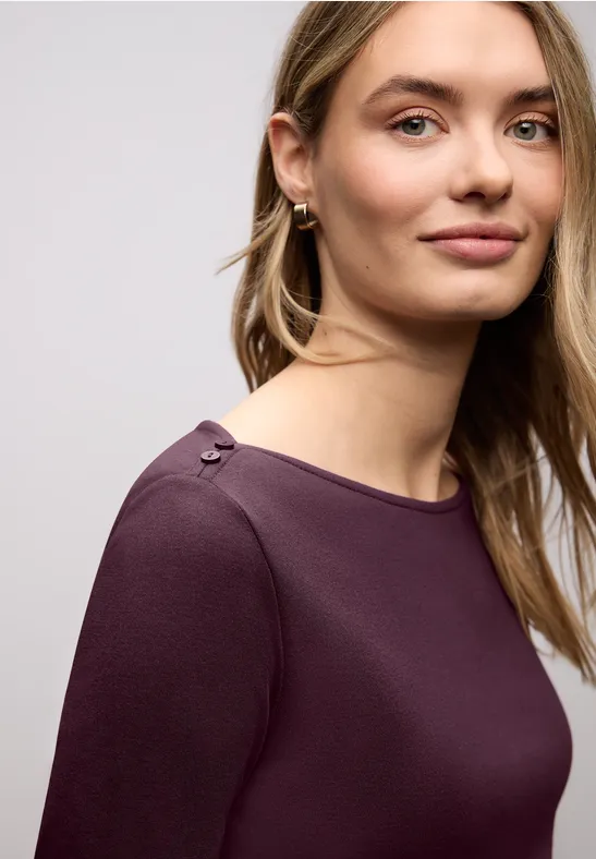 Street One Frauen Shirt mit Knopfdetails in Rot, Gr: 36