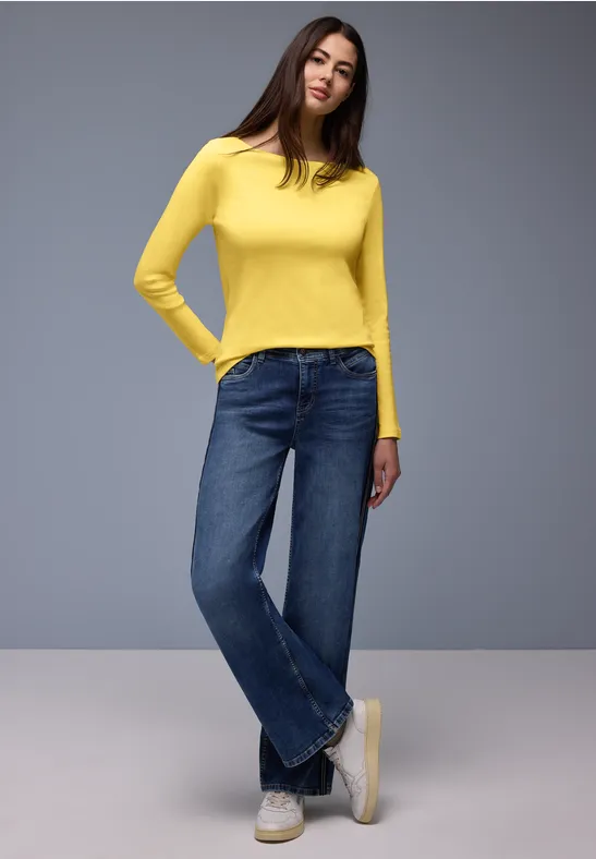 Street One Frauen Shirt in Unifarbe in Gelb, Gr: 46
