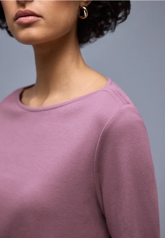 Street One Frauen Shirt in Unifarbe in Lila, Gr: 46