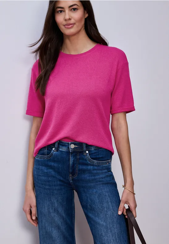 Thumbnail - Street One T-Shirt mit Rundhals im Strick-Look