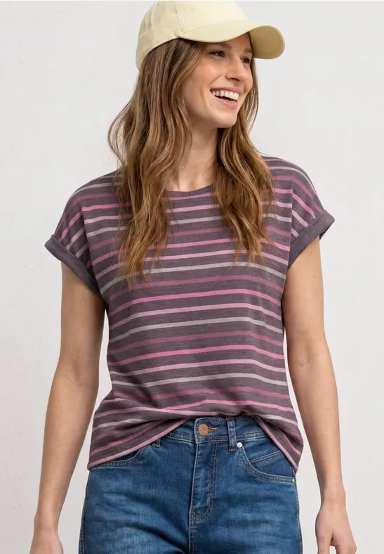 Dropped Shoulder Shirt mit Streifen female Braun