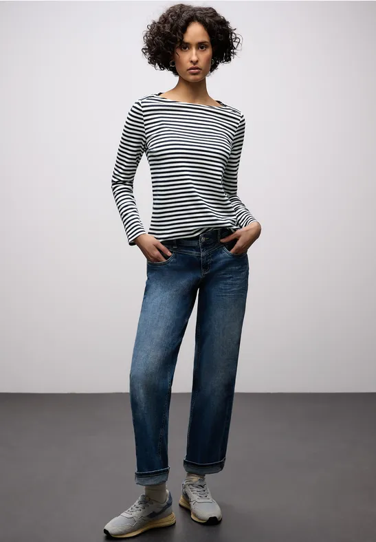 Street One Frauen Gestreiftes T-Shirt in Blau, Gr: 44