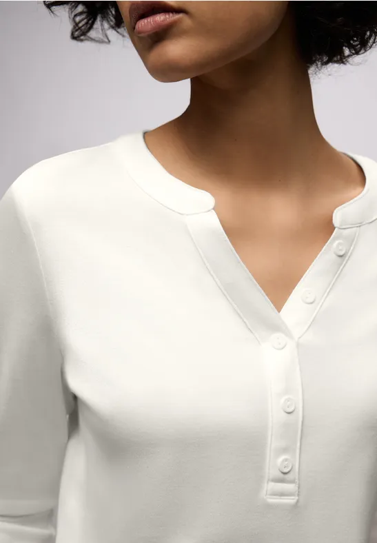 Street One Frauen Shirt in Unifarbe in Weiß, Gr: 46