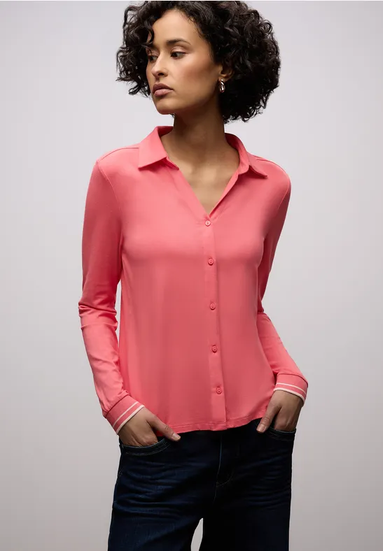 Street One Frauen Shirt mit College-Details in Pink, Gr: 46