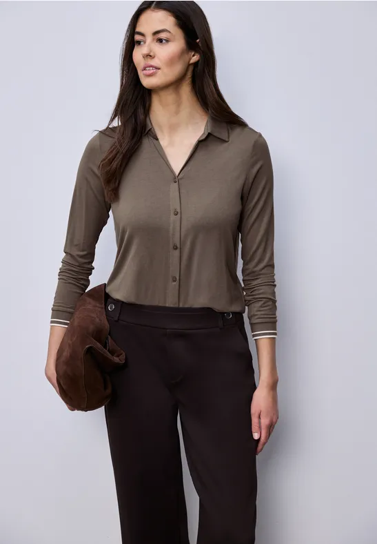 Street One Frauen Shirt mit College-Details in Braun, Gr: 36