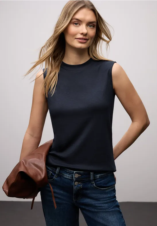 Thumbnail - Street One Frauen Basic Top in Blau, Gr: 38