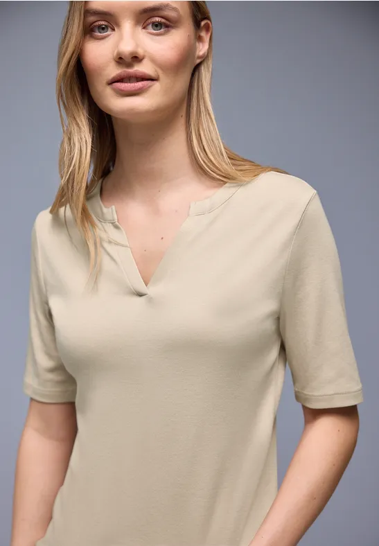 Thumbnail - Street One Frauen Basic Shirt in Beige, Gr: 36