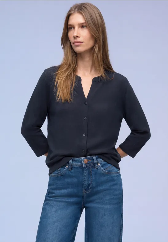 Street One Frauen Shirt im Tunika-Look in Blau, Gr: 46