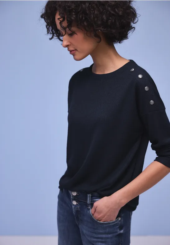 Shirt mit Knopfdetail female Blau