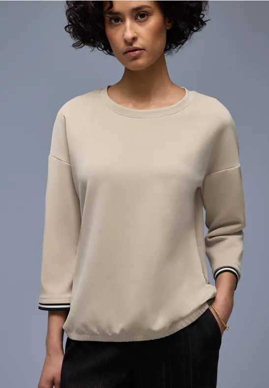 Street One Frauen Silk-Look Shirt mit Details in Beige, Gr: 34