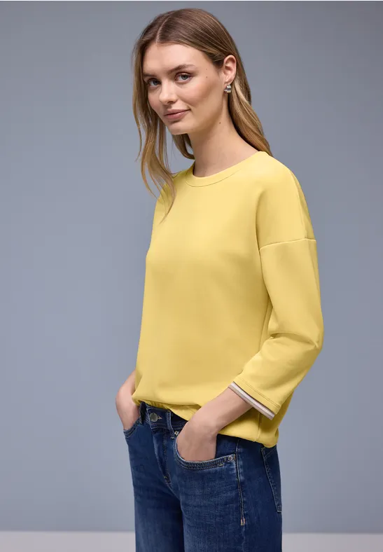 Street One Frauen Silk-Look Shirt mit Details in Gelb, Gr: 34