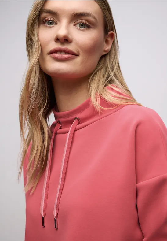 Street One Frauen Shirt in Unifarbe in Pink, Gr: 46