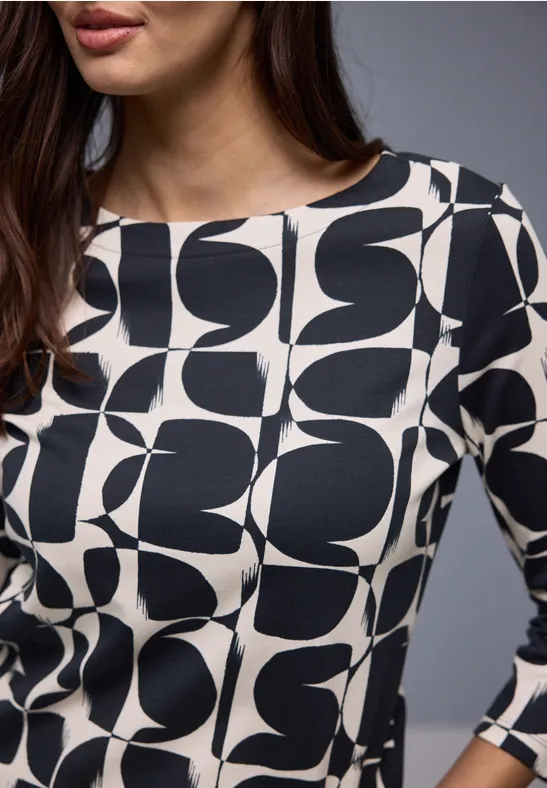 Street One Frauen Gemustertes Shirt in Blau, Gr: 36