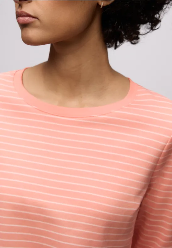Street One Frauen Gestreiftes Shirt in Orange, Gr: 34